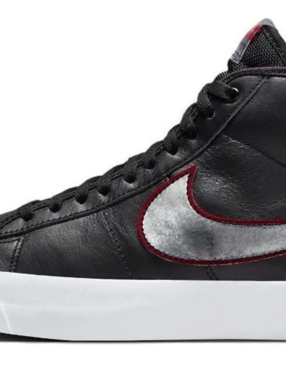 Nike Black High-Top Sneakers with Silver Swoosh and Maroon Trim